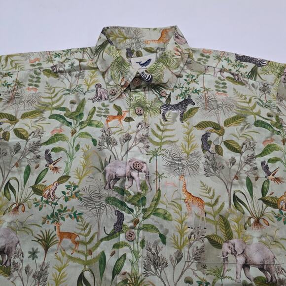 Yiume Animal Print Elephant Safari Zoo Short Sleeve Button Shirt Men XL - Picture 6 of 10